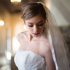 NEW Satin Ribbon Edge Cathedral Wedding Veil Bride white ivory champagne